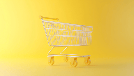 Small shopping cart on a laptop